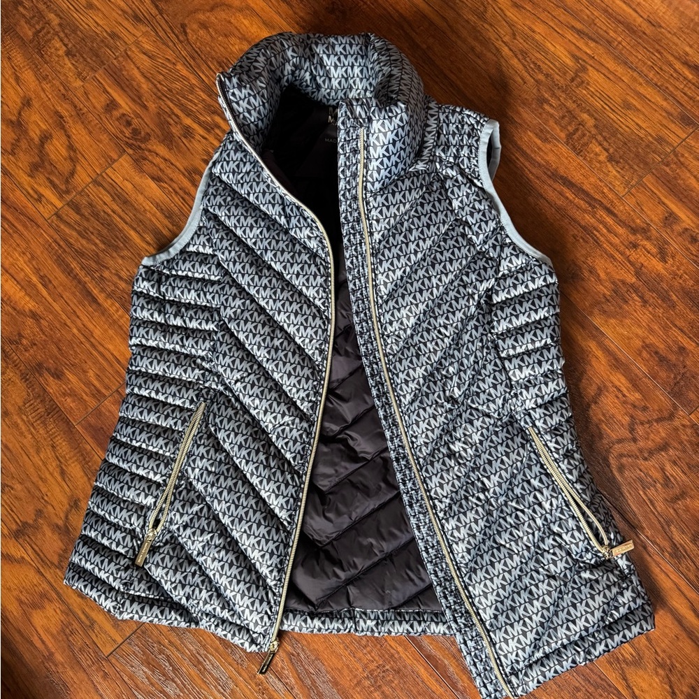 Michael Kors Monogram Blue and Black Puffer Vest